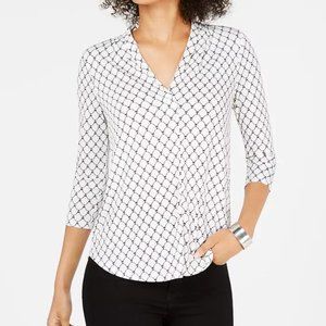 Charter Club Petite Lattice Pleated V-Neck Top Created for Macy's